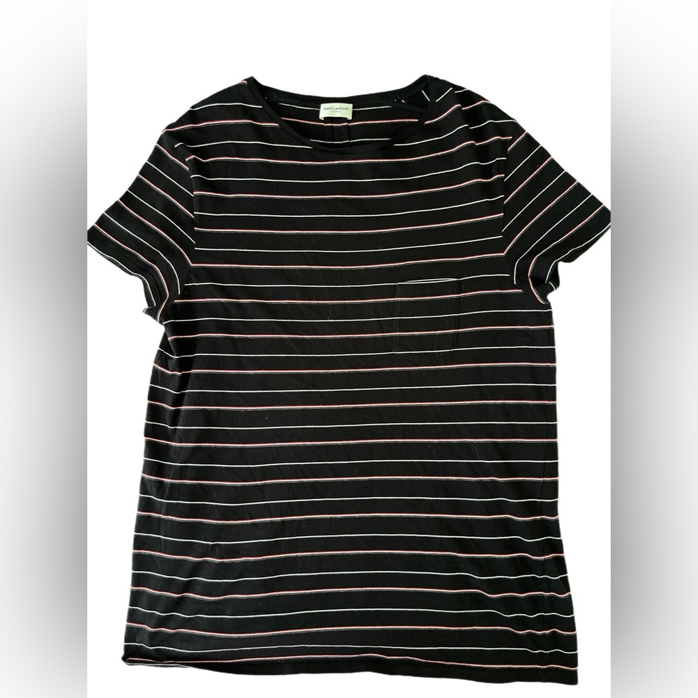 Hedi Slimane Saint Laurent Paris XXL navy stripe t shirt
